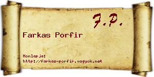 Farkas Porfir névjegykártya